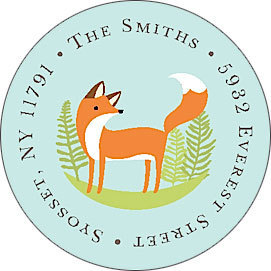 Woodland Fox Round Address Labels